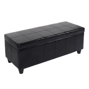 MCW Sitzbank mit Aufbewahrung Arezzo LEDER 112x45x45cm Schwarz