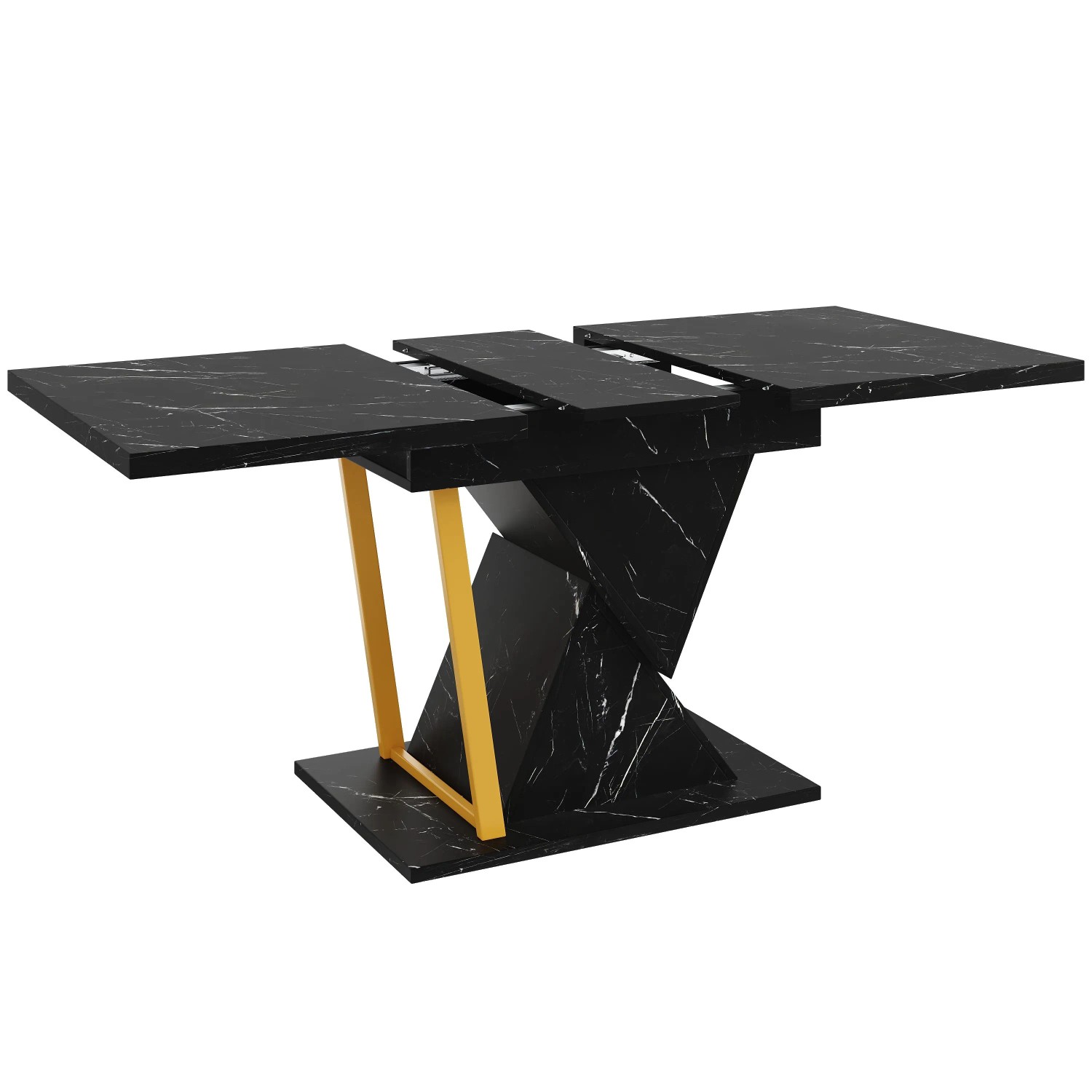 Merax Esstisch 110x140x80 cm Schwarz Ausziehbar Holz 6 Personen