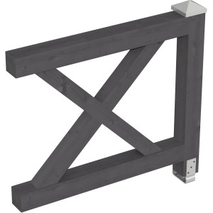 Skan Holz Brüstung Andreaskreuz, 108x84 cm, Fichte schiefergrau, Zubehör für Lauben & Pavillons.