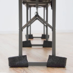 DuneDesign Bodenschoner aus Filz für Bierzeltgarnituren mit Bügel, schützen den Boden vor Kratzern.