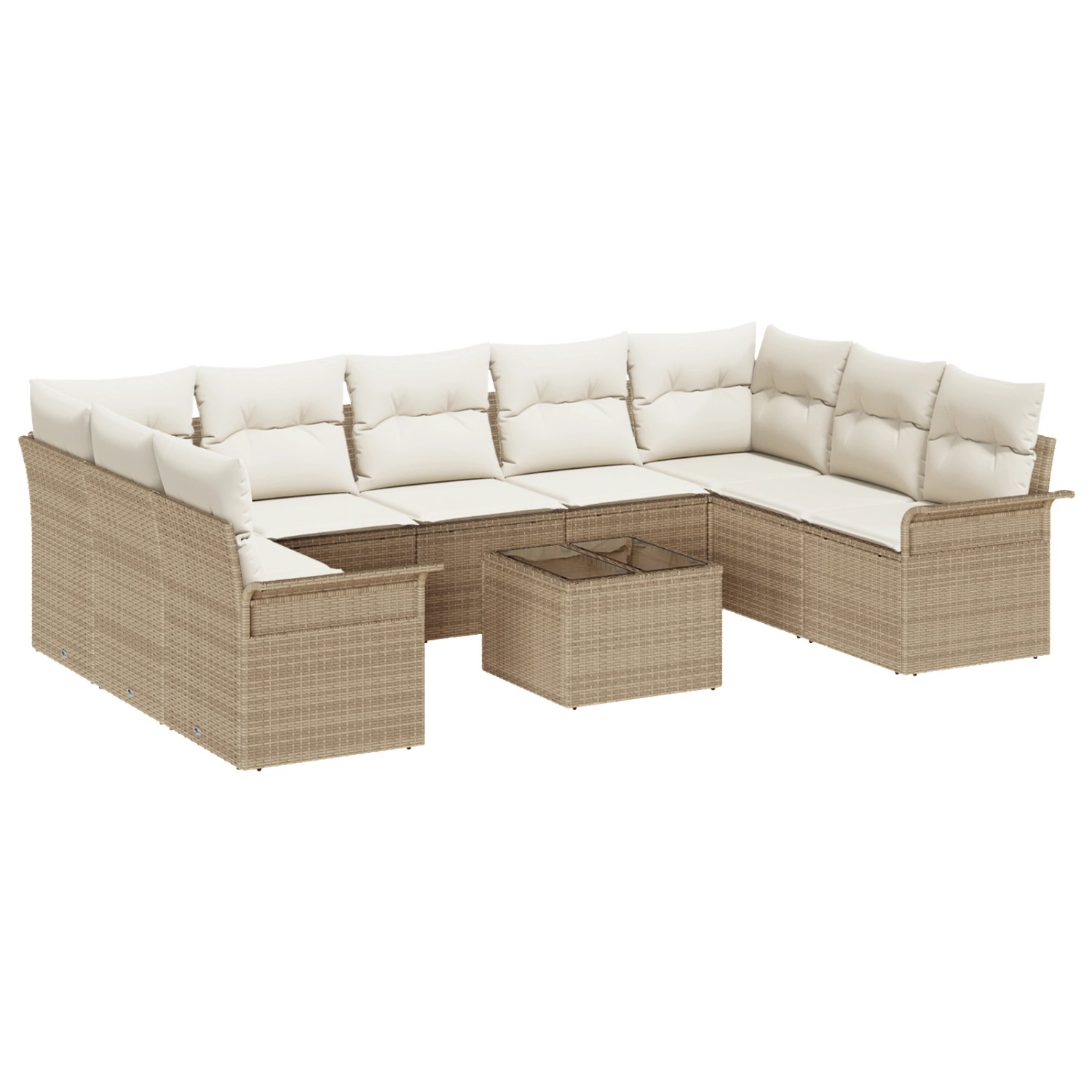 vidaXL Garten-Sofa-Set mit Kissen 10-Tlg Beige Poly Rattan 3345531 günstig online kaufen