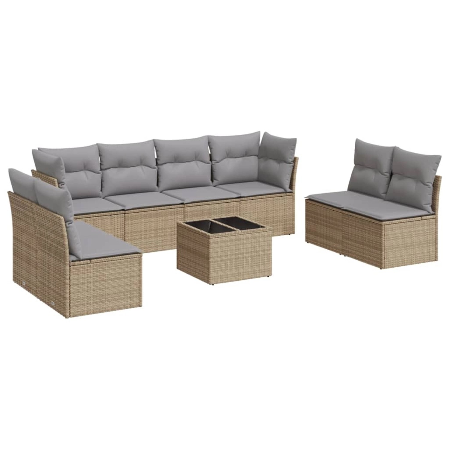 vidaXL 9-Tlg Garten-Sofagarnitur mit Kissen Beige Poly Rattan 3249298 günstig online kaufen