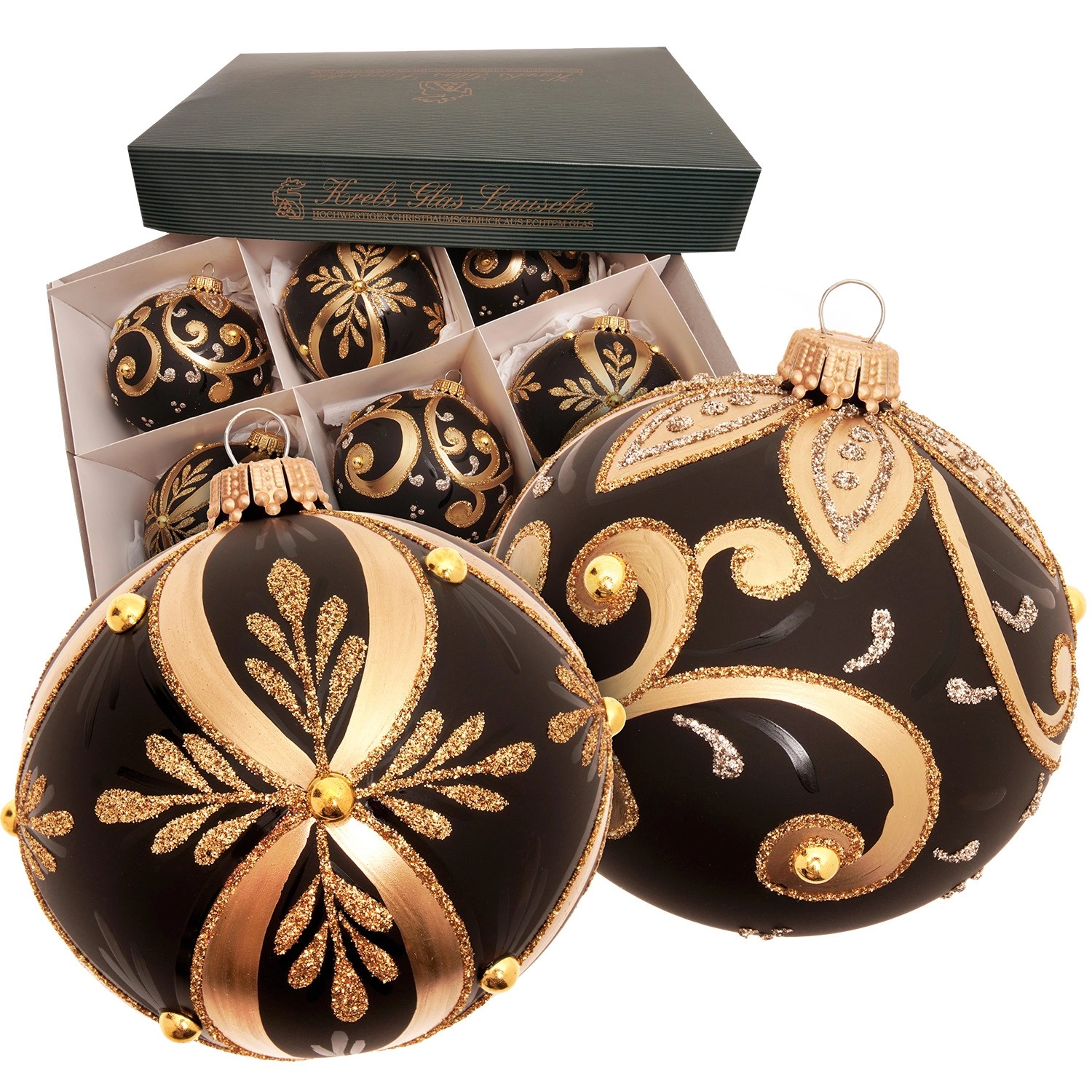 Krebs Glas Lauscha Weihnachtskugeln Black Christmas Schwarz 8cm günstig online kaufen