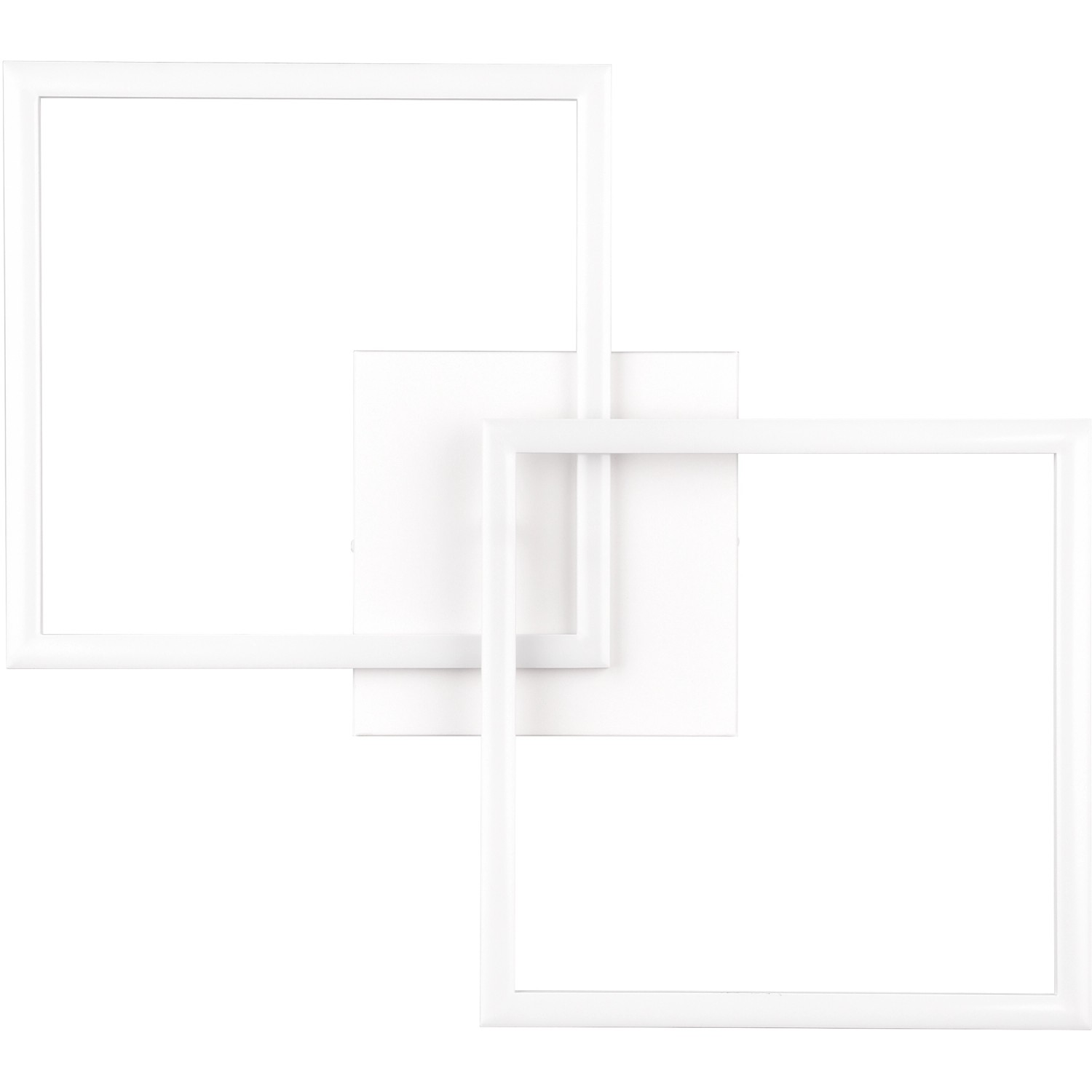 Moderne, schwenkbare LED Deckenleuchte Trail in Weiß matt mit geometrischen Formen.