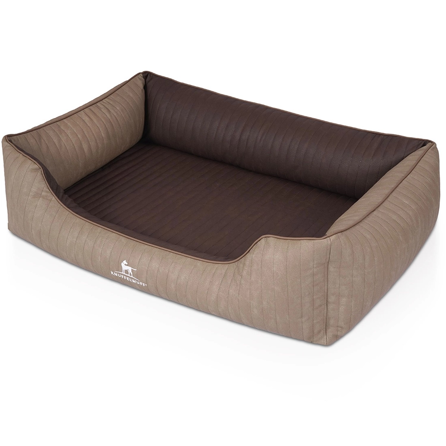 Orthopädisches Knuffelwuff Hundebett Outlander XL in Natur/Braun aus Kunstleder.