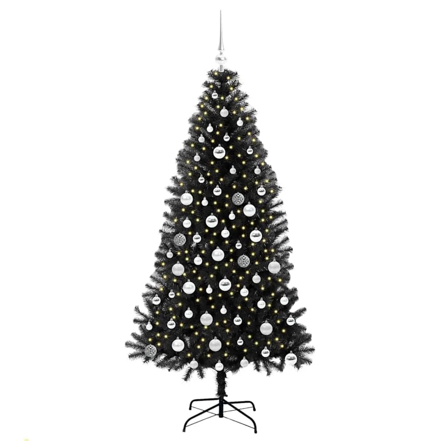 vidaXL Weihnachtsbaum mit 300 LEDs mit Ständer Schwarz 180 cm PVC 3396483