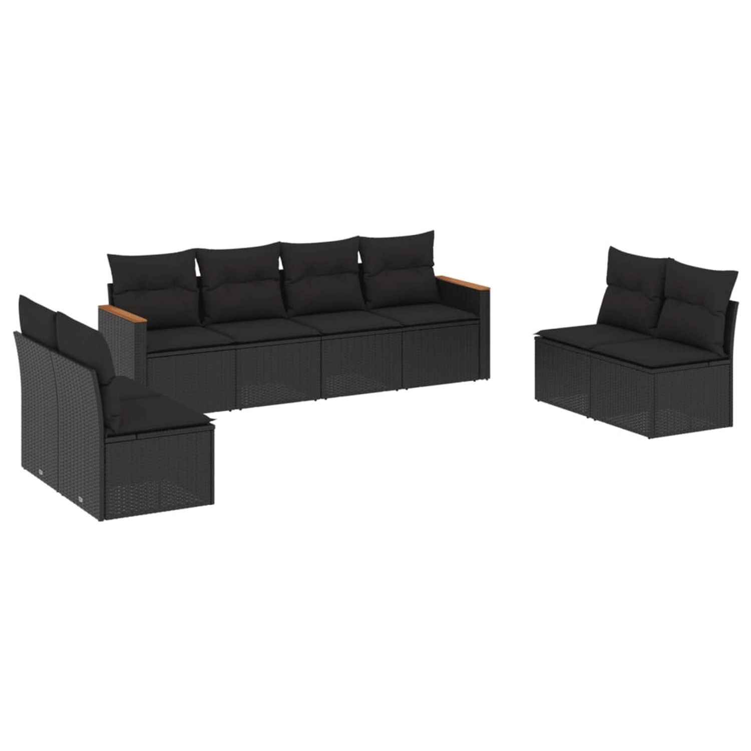 vidaXL 8-Tlg Garten-Sofagarnitur mit Kissen Schwarz Poly Rattan 3225887 günstig online kaufen