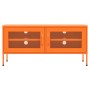 VidaXL TV-Schrank, orange, 105x35x50 cm, Stahl, mit Gittertüren und Füßen.