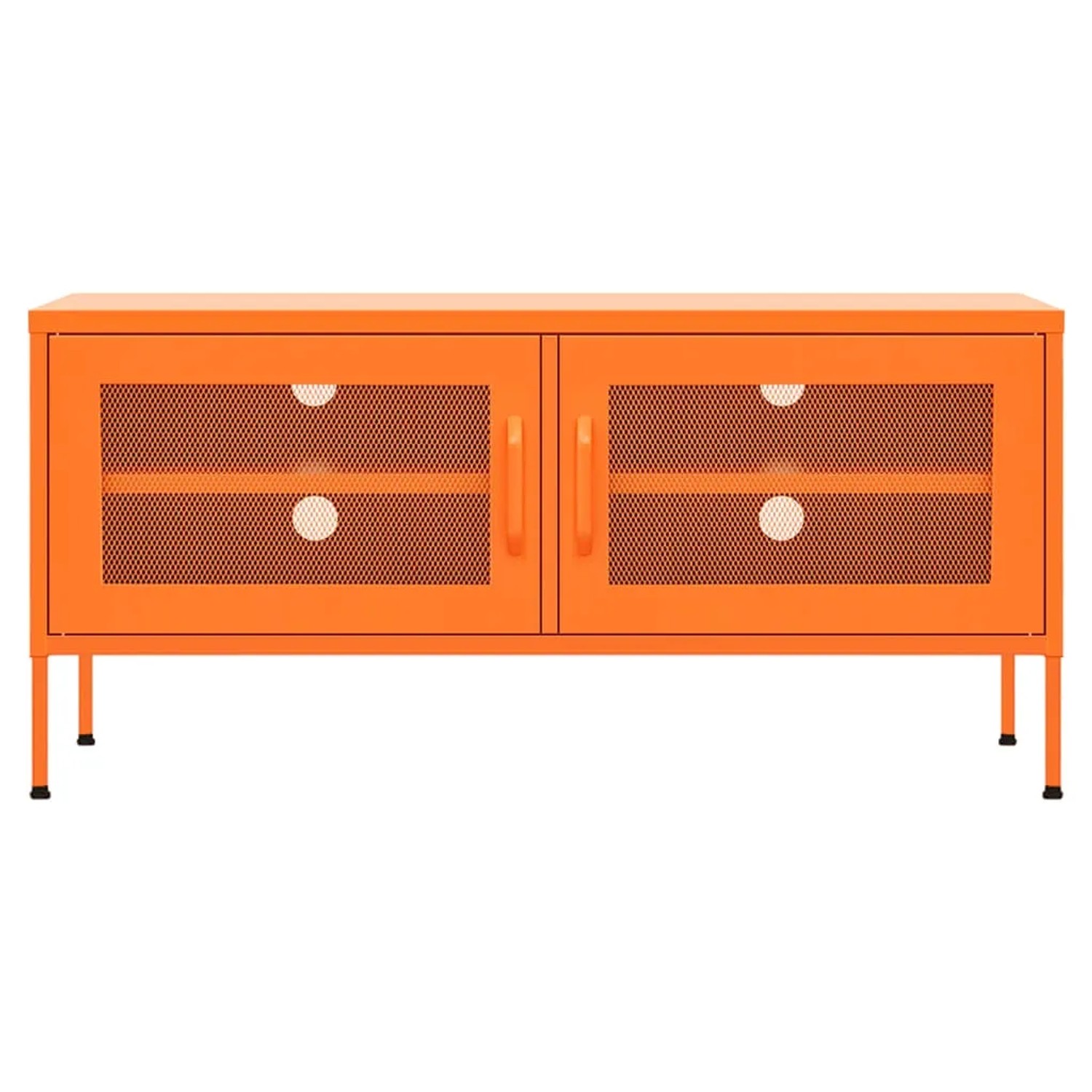 VidaXL TV-Schrank, orange, 105x35x50 cm, Stahl, mit Gittertüren und Füßen.