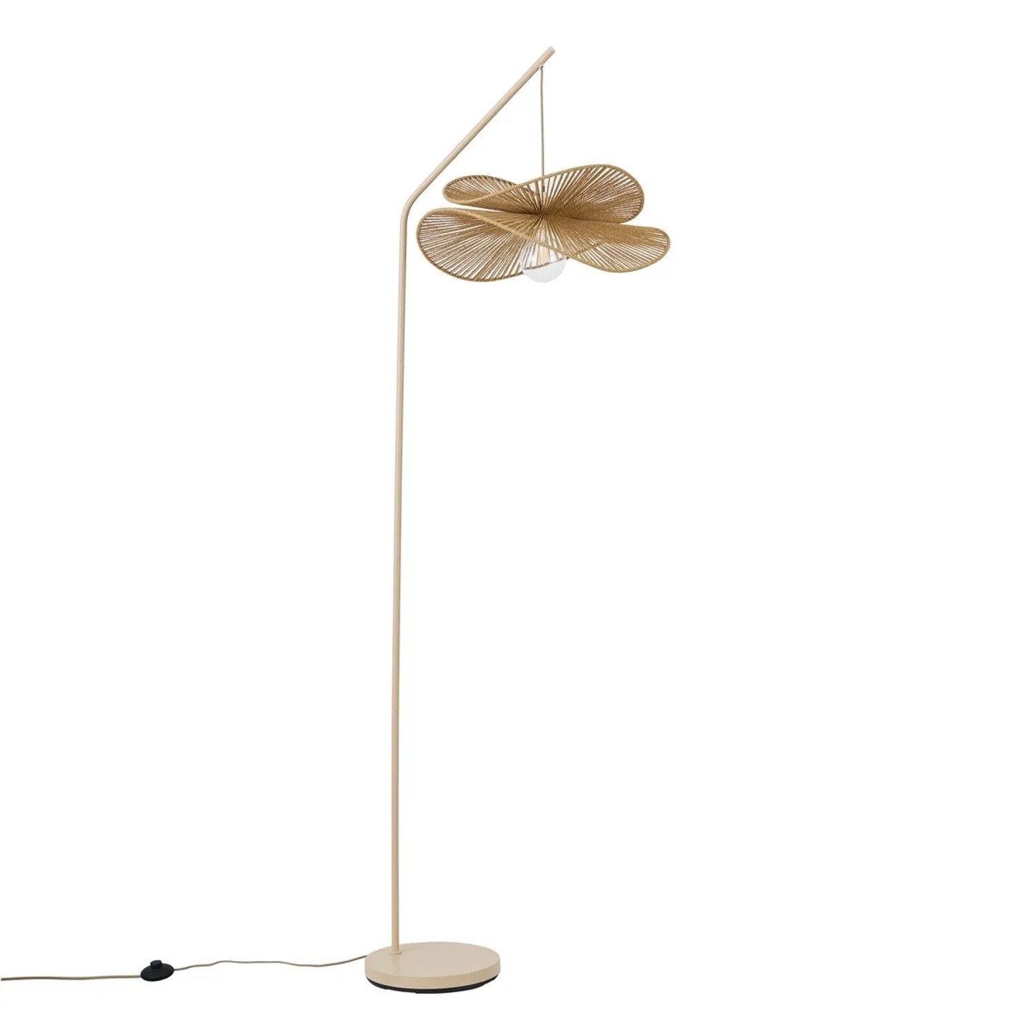 QAZQA Art Deco Stehlampe Beige mit Beigem Schirm Nest