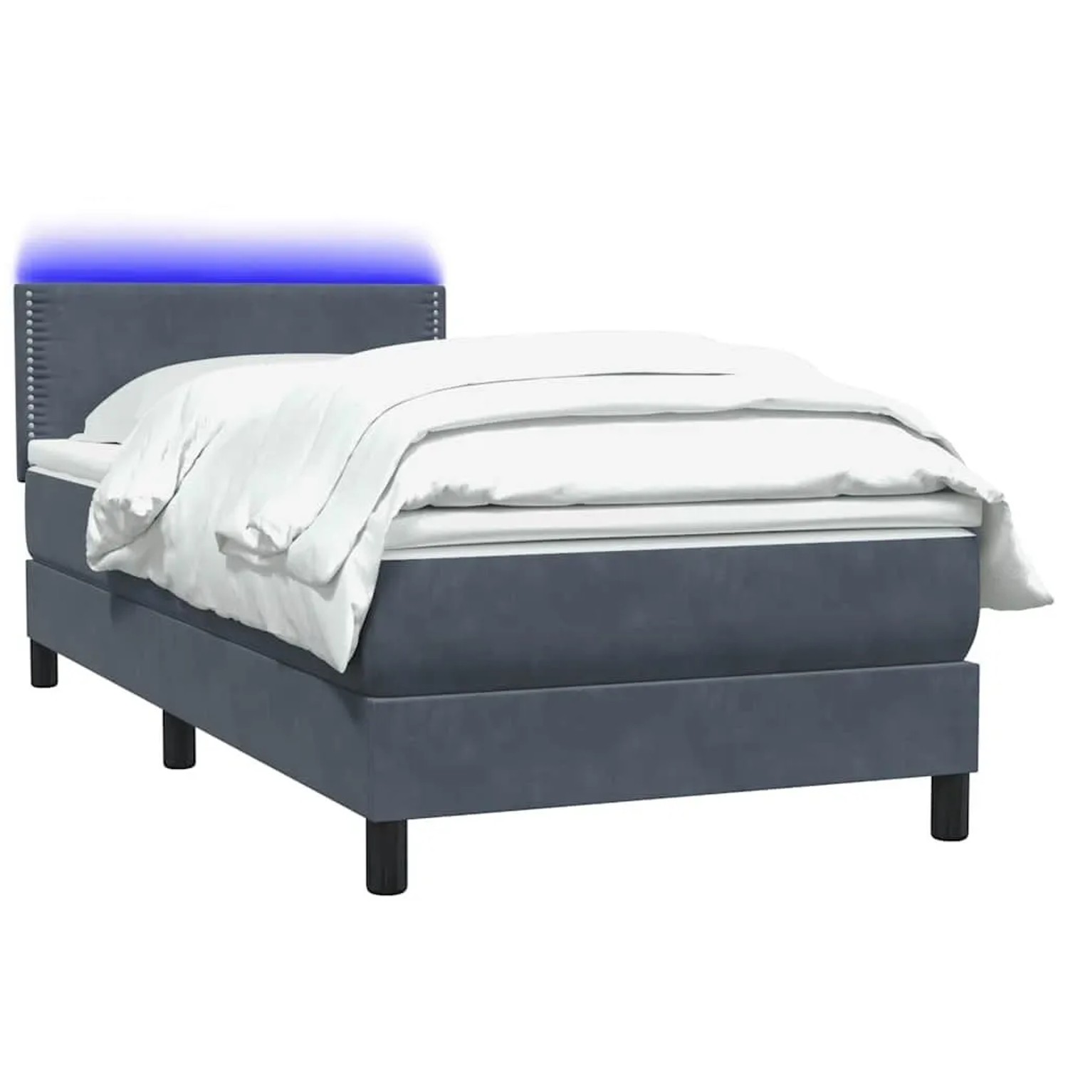 vidaXL Boxspringbett mit Matratze & LED Dunkelgrau 90x210 cm Samt 3316768 günstig online kaufen