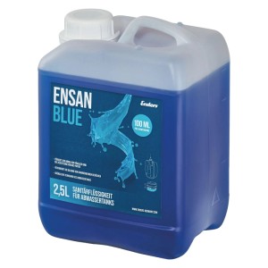 Blauer Enders Ensan Blue Sanitärflüssigkeitskanister 2,5L für Abwassertanks, mit weißem Deckel.