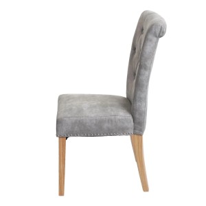 CHEFGASTRO Esszimmerstuhl 2er-Set Gepolstert 98x47x62cm Sitzhöhe 42cm Nieten Stoff/Textil Helle Beine Hellgrau