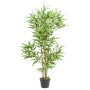 Künstlicher Bambusbaum, 120 cm hoch, mit 552 Blättern im schwarzen Topf.