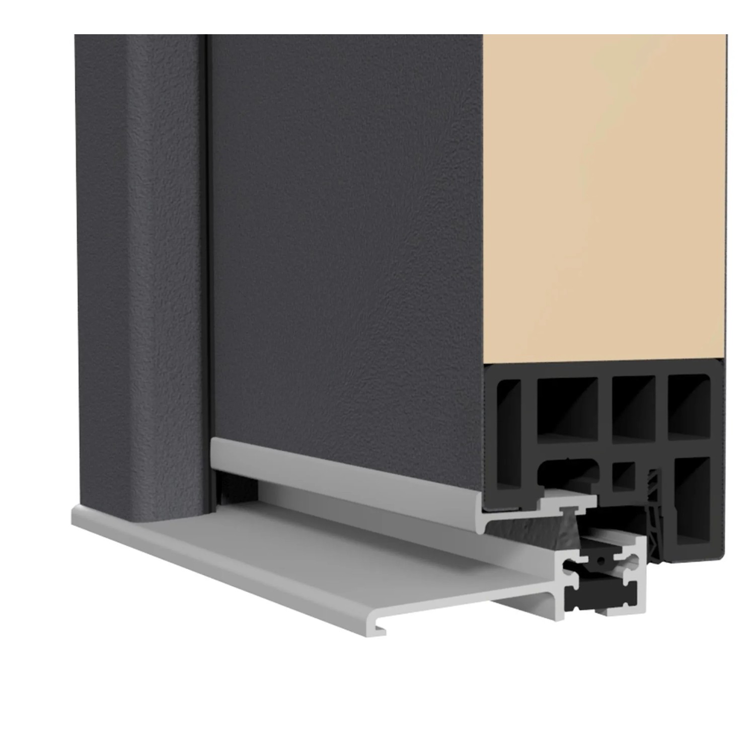 Detailaufnahme: Splendoor Haustür Thermospace Berlin RC2, Profilansicht mit Bodenschwelle.