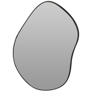 Schwarzer Spiegel (40x30 cm) mit Aufhängung, unsymmetrische Form.