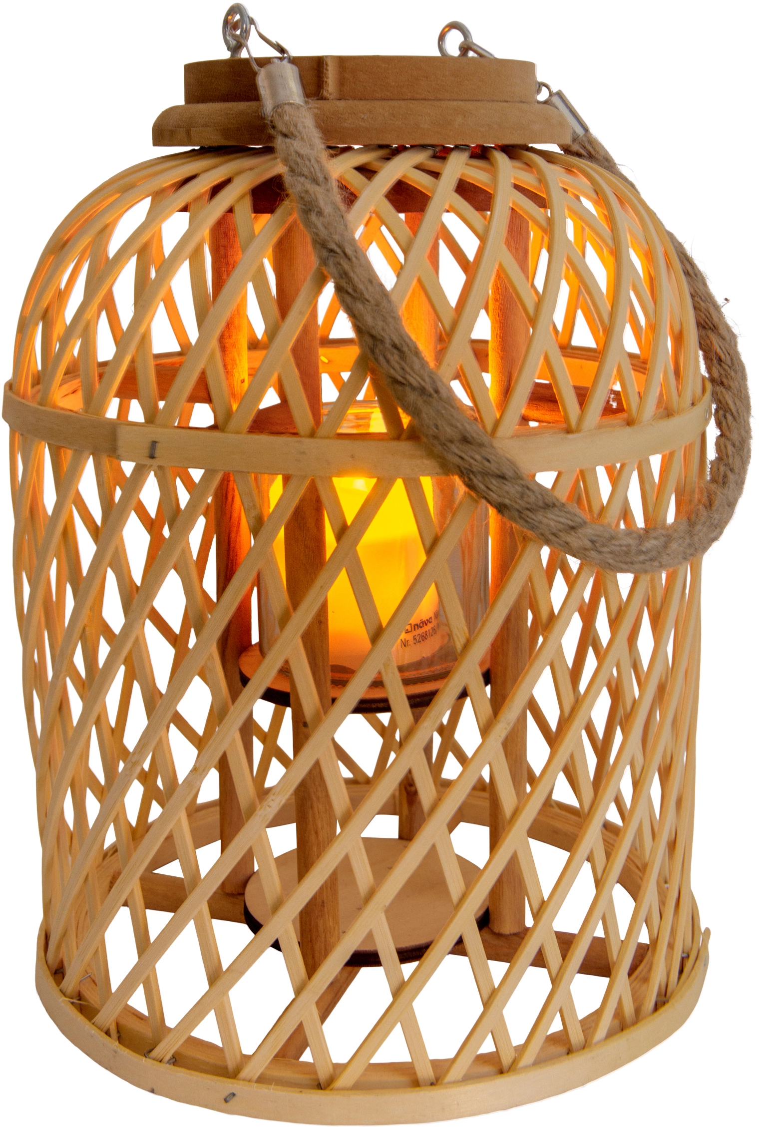Näve Dekoleuchte Korb Natur mit Solar-LED-Kerze 29 cm kaufen bei OBI