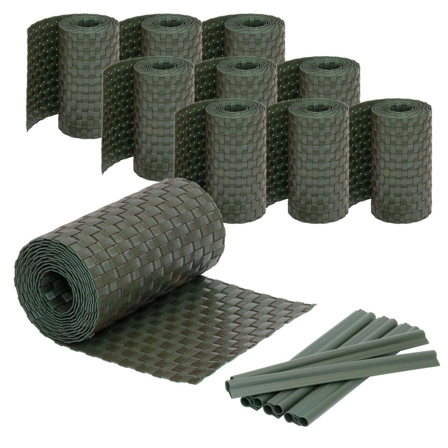 Jardinion Sichtschutzstreifen 10x 250cm x 19cm x 2,4mm Grün inkl. Clips günstig online kaufen