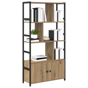 vidaXL Bücherregal in Artisan-Eiche, 80x30x155,5 cm, mit Regalfächern und zwei Türen.