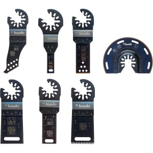 kwb Multitool Zubehör Set, 7-teilig im Alukoffer. Verschiedene Sägeblätter für Multifunktionswerkzeuge.
