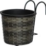 Anthrazit-grauer Polyrattan Balkontopf 19x19x22 cm zum Einhängen für Balkonpflanzen.