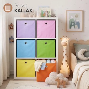Sekey Aufbewahrungsboxen 6er Set Stoffboxen Faltboxen aus Vliesstoff mit Griff 33x33x33cm 6 Farben Bunt Regalbox für Kallax Regal Spielzeug Kleidung