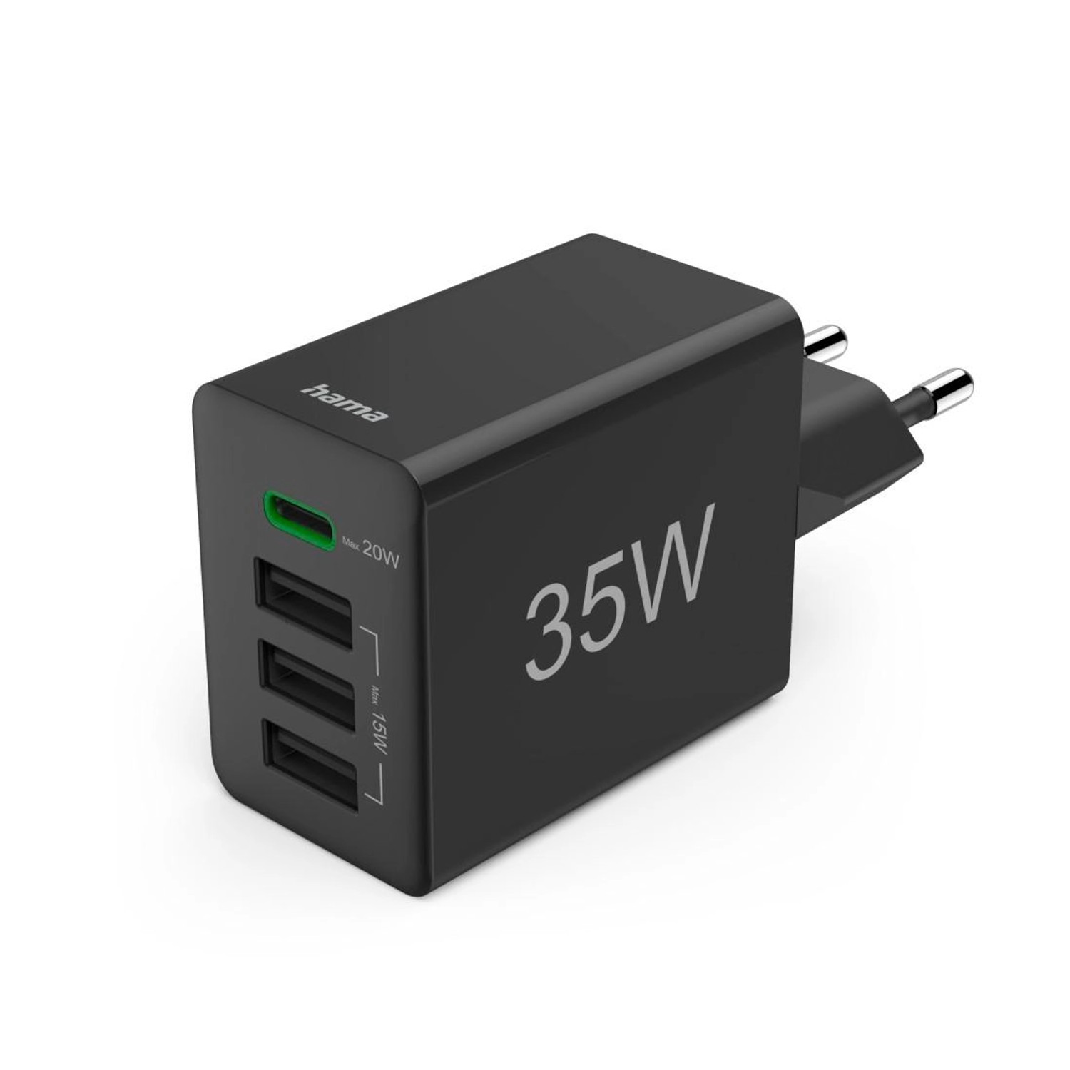 Image of Hama Schnellladegerät 1x USB-C PD 3x USB-A Mini-Ladegerät 35W Schwarz
