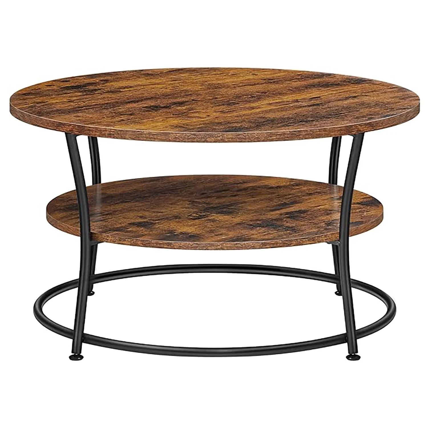 Songmics Couchtisch Barnet mit Ablage Rund Braun-Schwarz günstig online kaufen