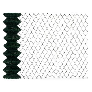 Grüner Karat Maschendrahtzaun, 1,5x15m, mit PVC-Beschichtung und 6x6cm Maschenweite.