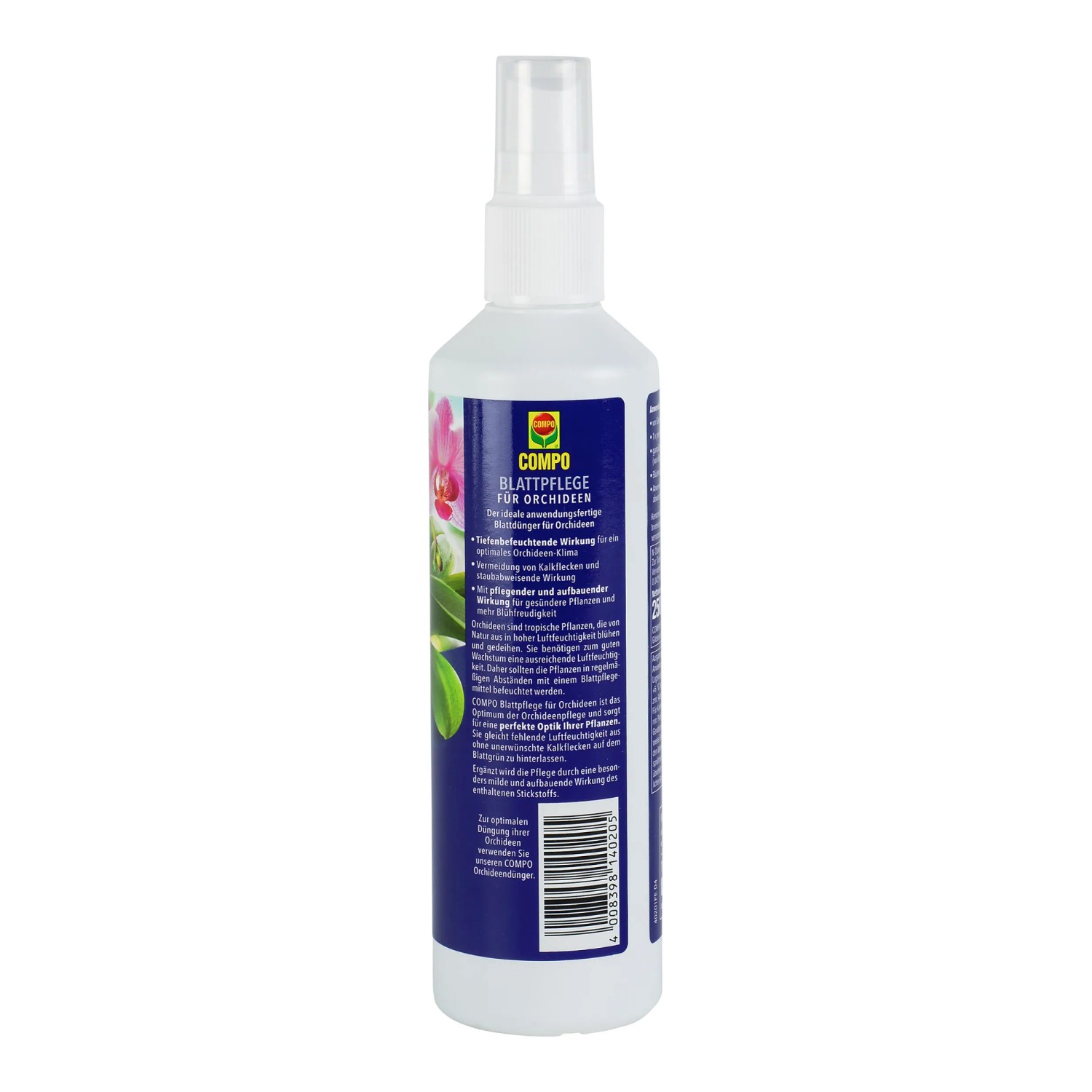 Compo Blattpflege für Orchideen, 250ml Flasche. Spezielles Pflegespray für gesunde Orchideenblätter.