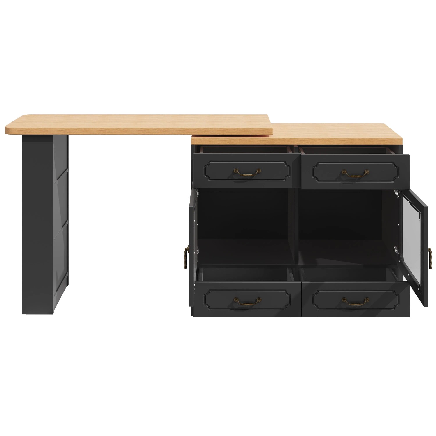 okwish Bartisch mit Ausziehbarer Funktion Wohnzimmer 203 x 39 x 92.8 cm Schwarz