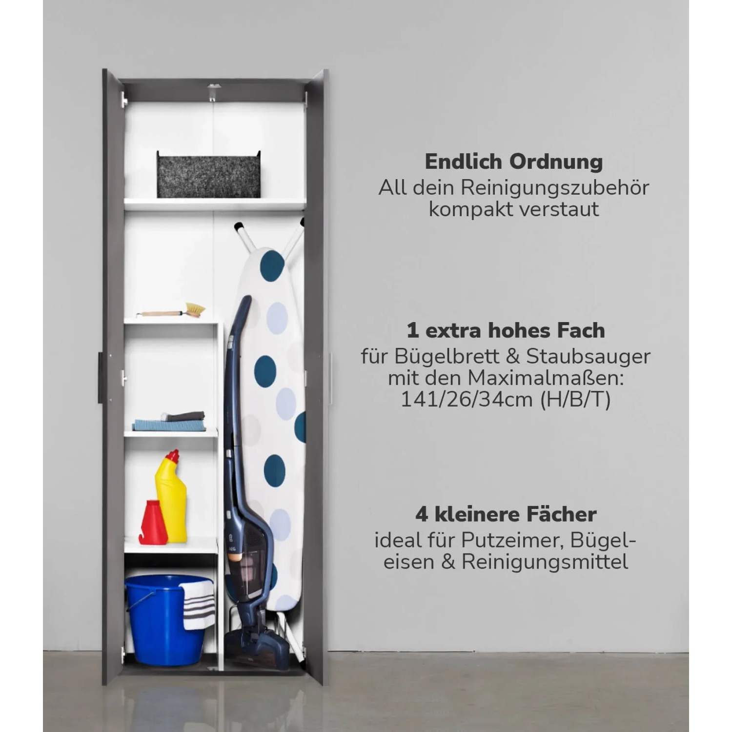 mokebo Mehrzweckschrank Anthrazit Hochschrank für Hauswirtschaftsraum kaufen bei OBI