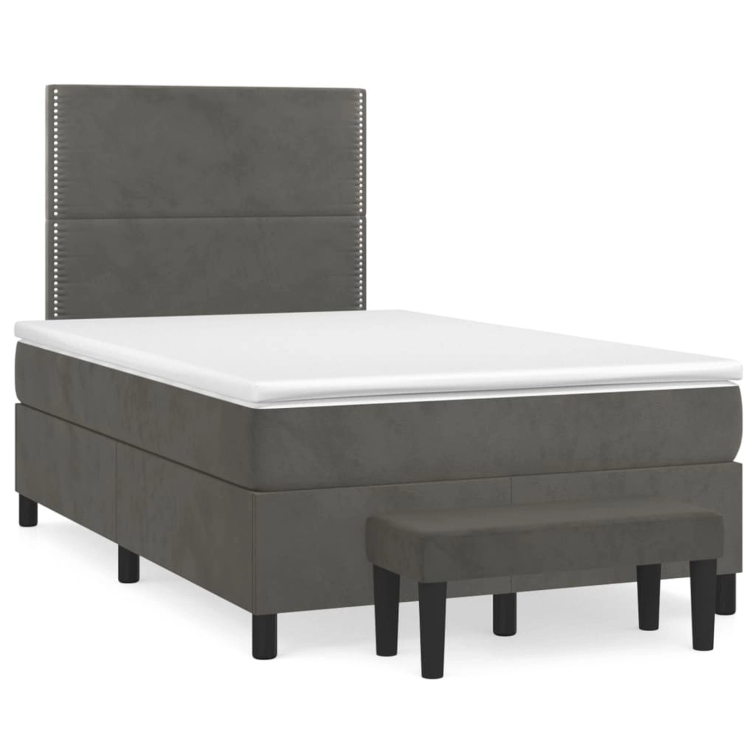 vidaXL Boxspringbett Boxspringbett mit Matratze Dunkelgrau 120x200 cm Samt günstig online kaufen