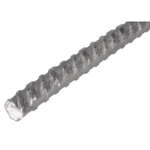 Beton-Riffelstahl, 10 mm Durchmesser, 2000 mm Länge, Stange aus Stahl.