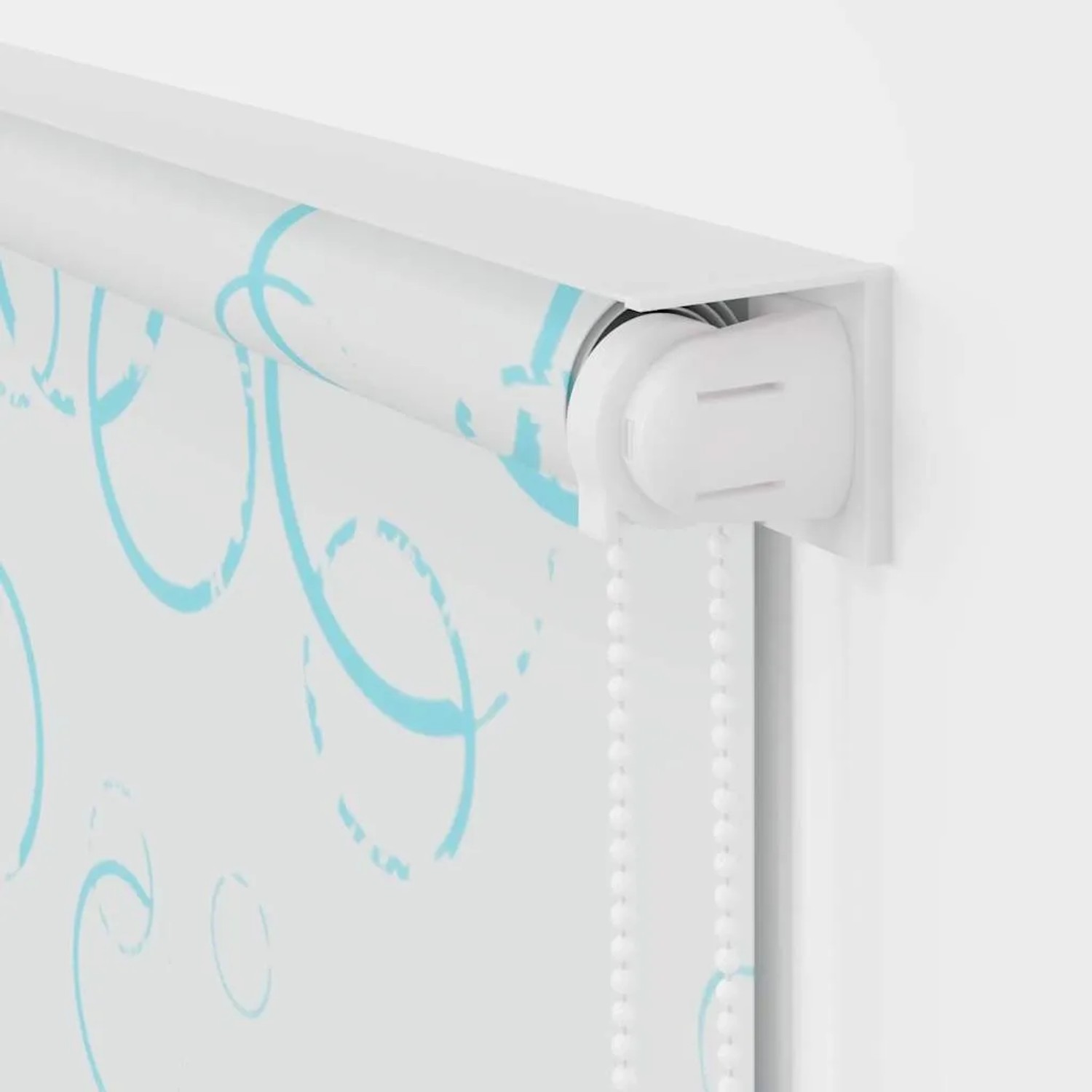 vidaXL Duschrollo 100x240 cm mit blauem Blasenmuster, aufgerollt.