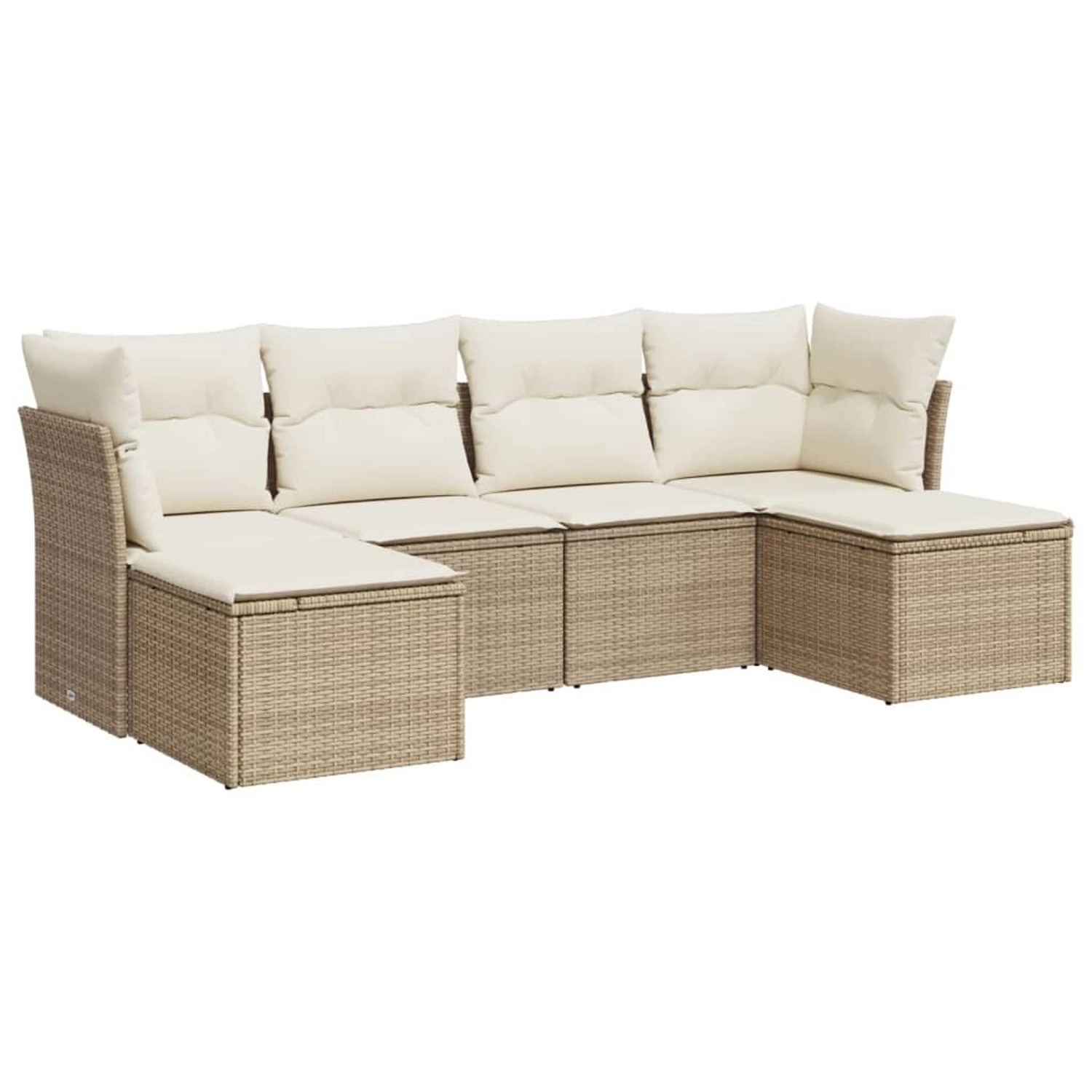 vidaXL 6-Tlg Garten-Sofagarnitur mit Kissen Beige Poly Rattan 3218008 günstig online kaufen