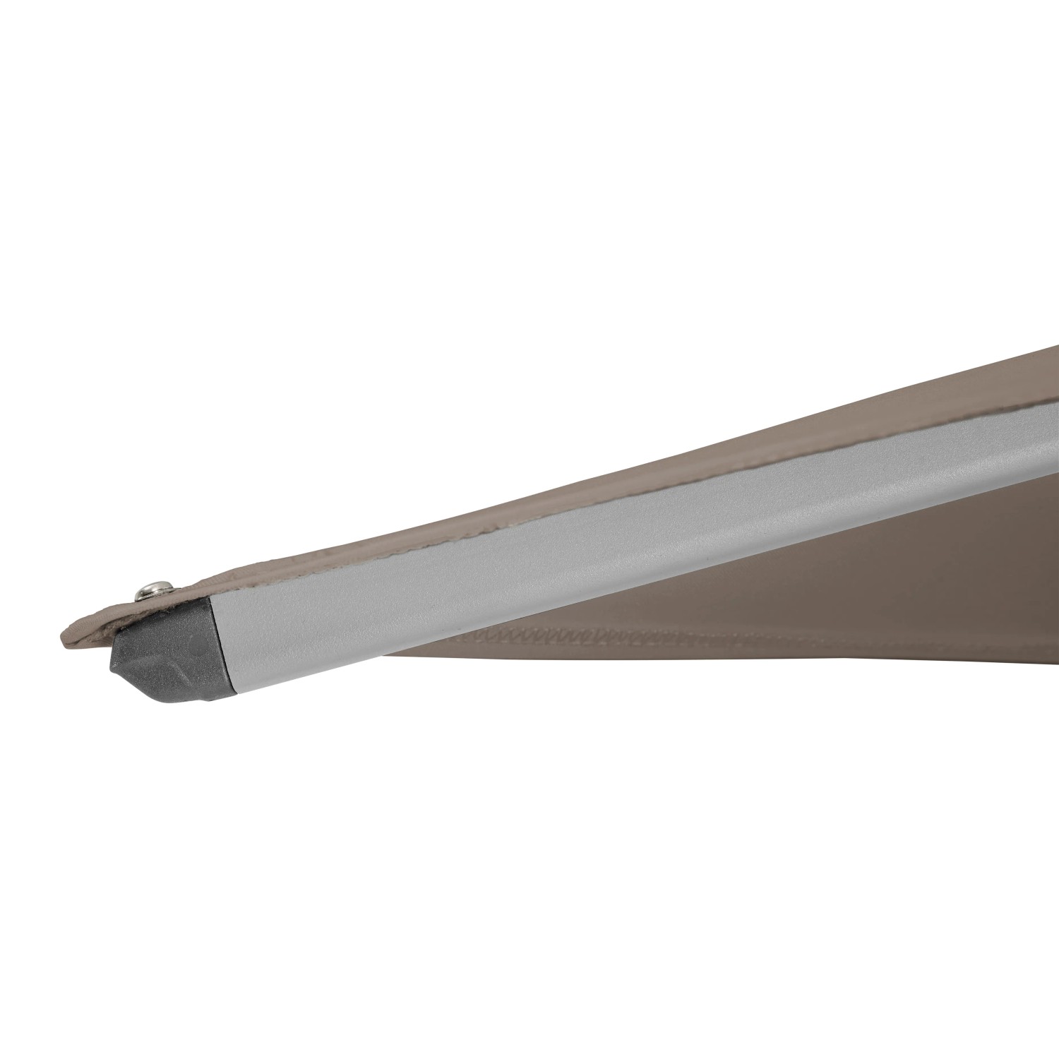 Detailaufnahme Marktschirm Taupe hell von Suncomfort by Glatz, Stoffbespannung und Schirmspitze.