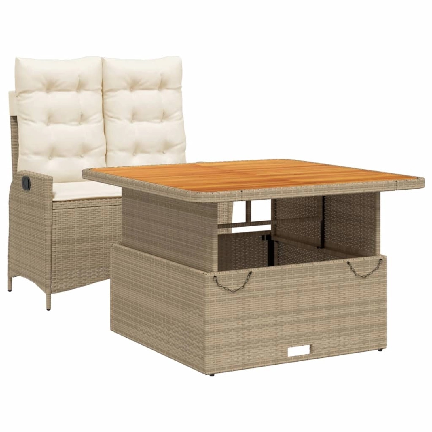 vidaXL 2-Tlg Garten-Essgruppe mit Kissen Beige Poly Rattan 3277475 günstig online kaufen