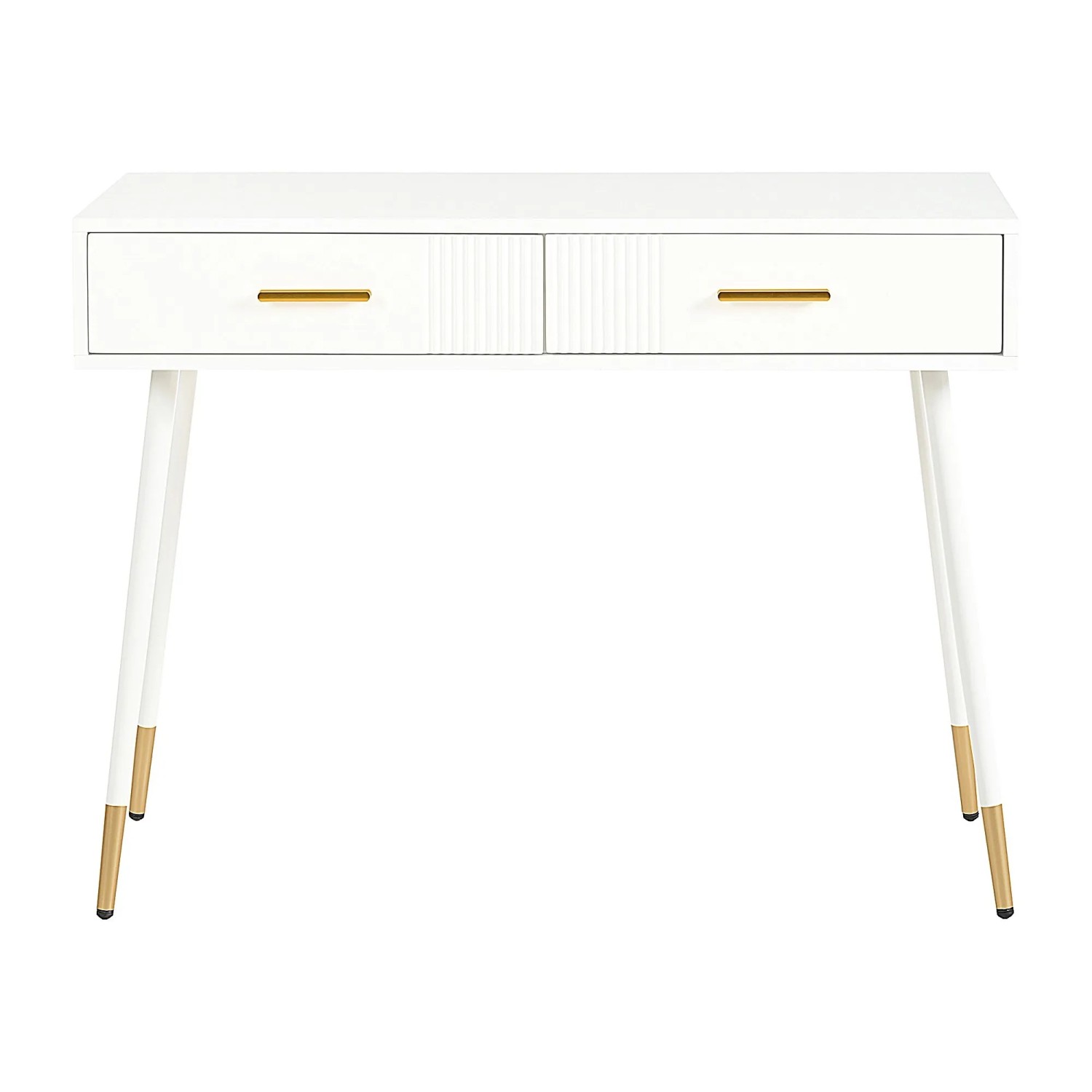 okwish Schminktisch mit 2 Schubladen Metallfüße Schlafzimmer 100x76x40cm Weiß