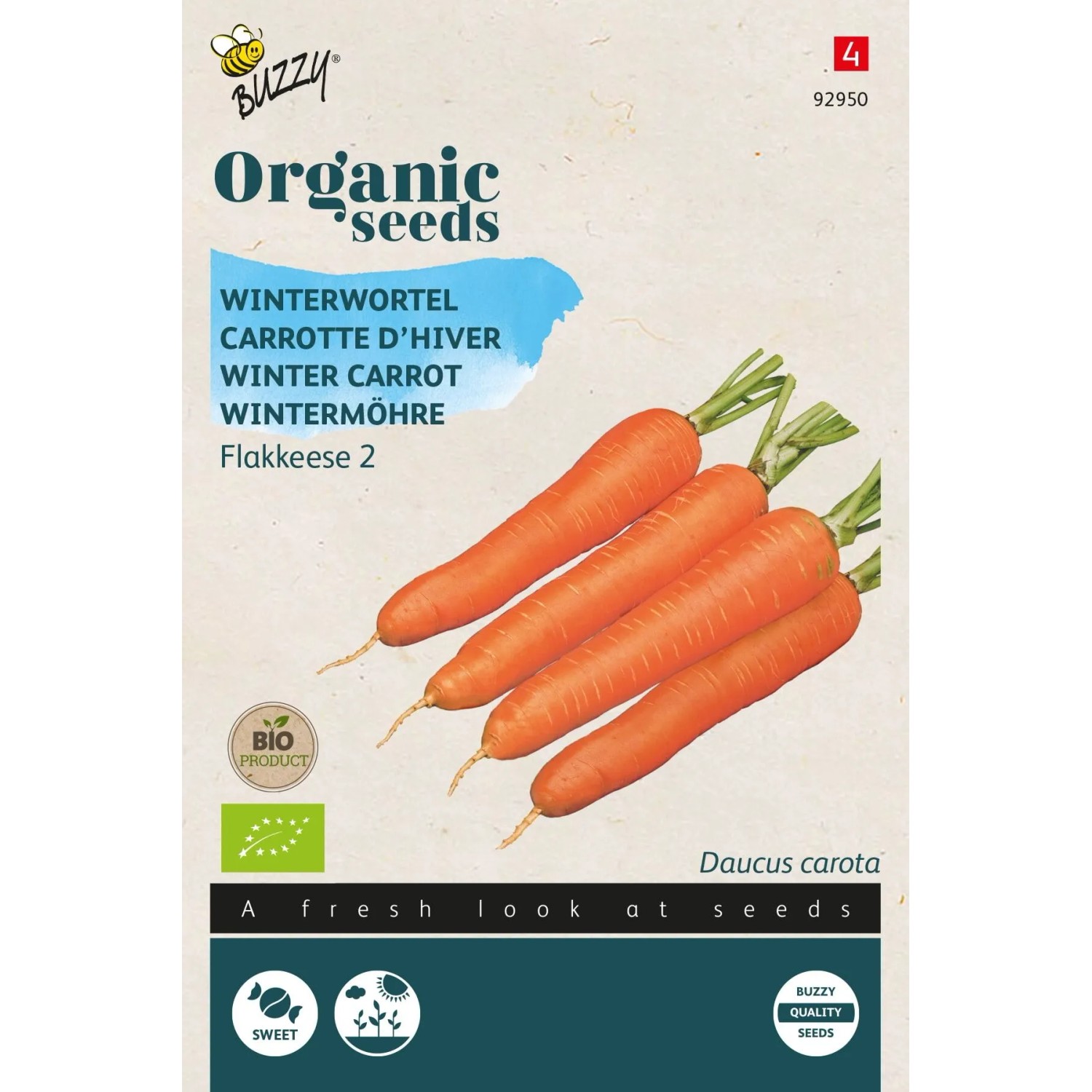 Wintermöhre 'Flakkese 2' Buzzy Organic Bio Samen Ca. 1,5 g Produktive Sorte