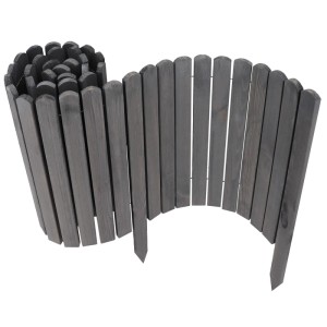 Aquagart 2 x Holz Rollzaun Grau 10x200 cm Beeteinfassung Für Beet und Rasenabgrenzungen I Flexible Beetumrandung Für Wege