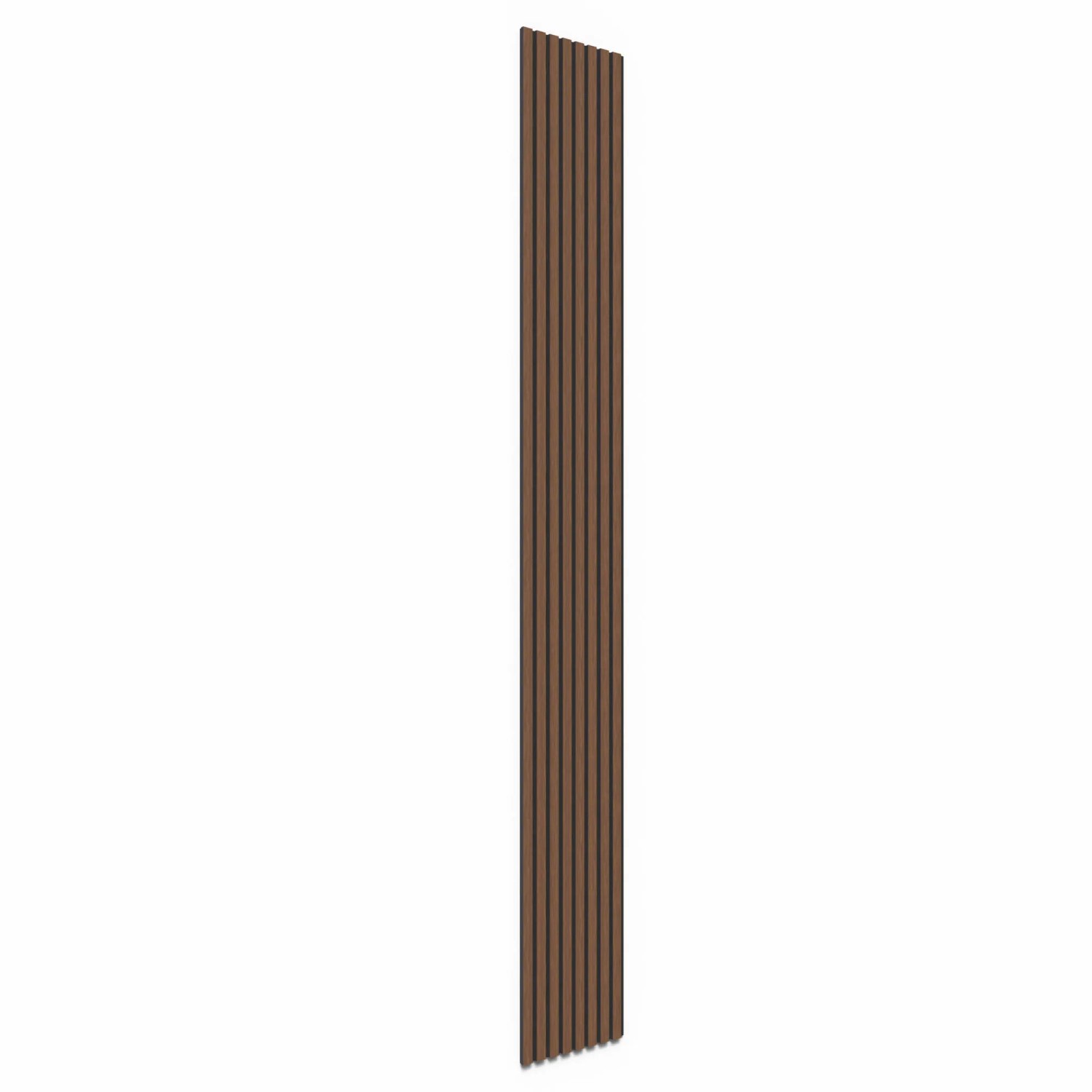 Akustikpaneel Walnuss, 32x240cm, 2er-Set. Wandpaneel aus MDF mit schwarzem Filz zur Schallverbesserung.