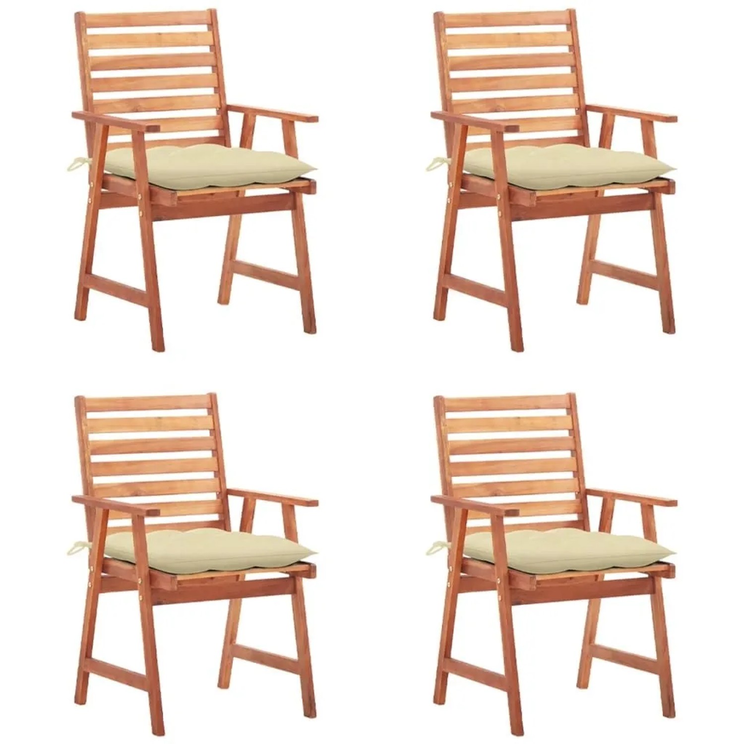 vidaXL Garten-Essstühle 4 Stk mit Kissen Massivholz Akazie 3078337