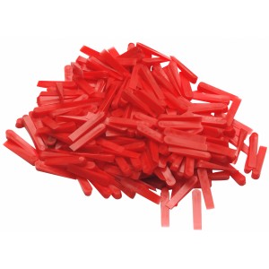 Rote LUX Fliesenkeile 5 mm Classic, 250 Stück, für gleichmäßige Fugen beim Fliesenlegen.