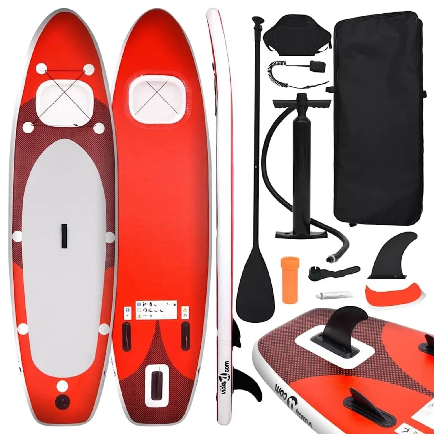 vidaXL SUP-Board-Set Aufblasbar Rot 360x81x10 cm 93390