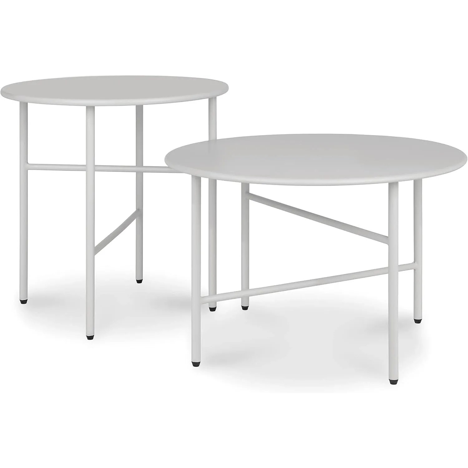 Bomoe Finn Beistelltisch Ø 44x46cm + Ø 53x36cm Hellgrau 2tlg