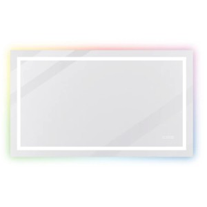 Rechteckiger Aica Badspiegel 100x60 cm mit RGB-Hintergrundbeleuchtung und Touch-Funktion.