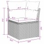 vidaXL Gartenmöbel Set, 10-teilig, schwarz, Poly Rattan, Akazie. Detailaufnahme mit Maßen.