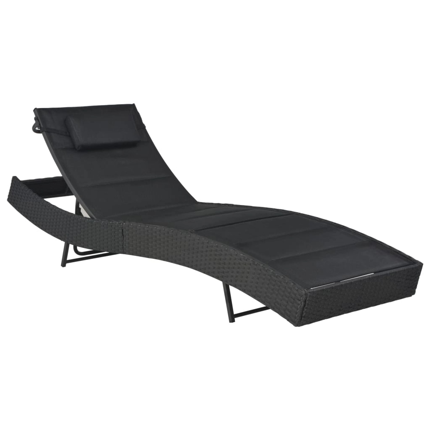 vidaXL Sonnenliege Poly Rattan und Textilene Schwarz 44896