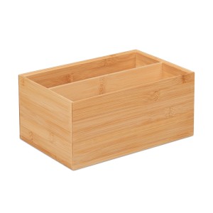 Relaxdays Aufbewahrungsbox Bambus Natur 2 Fächer 30 cm x 20 cm x 14 cm 1 kg